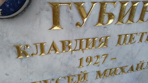 Буквы резаные на ус и покрытые сусальным золотом крупным планом