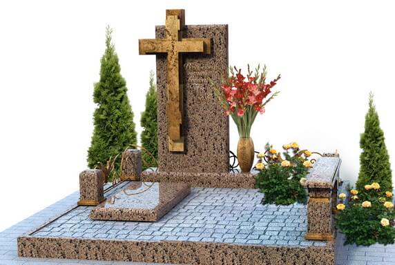 3D макет места захоронения с озеленением и памятником на оградке